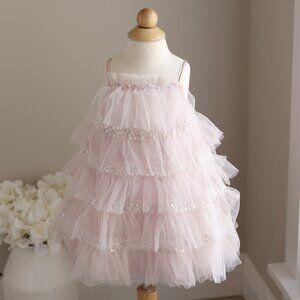 Tutu Du Monde Bebe Tulle Dress Pink Embellished Party Portrait Like New 18/24M